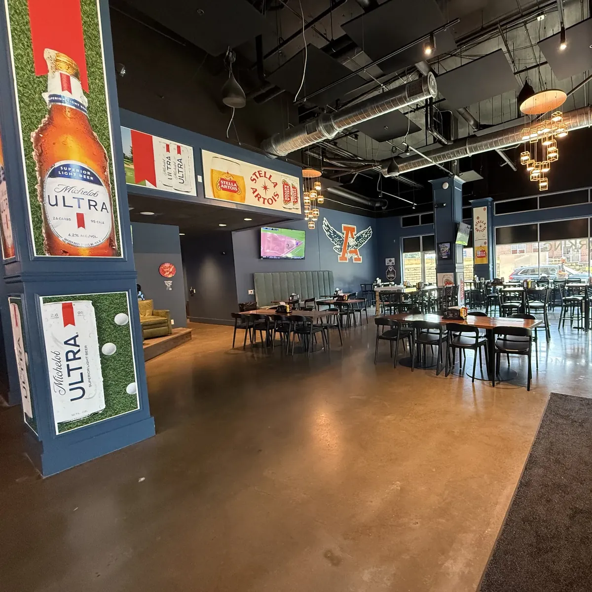 The Bunkers dining room, tables running back to the windows on West Glenn