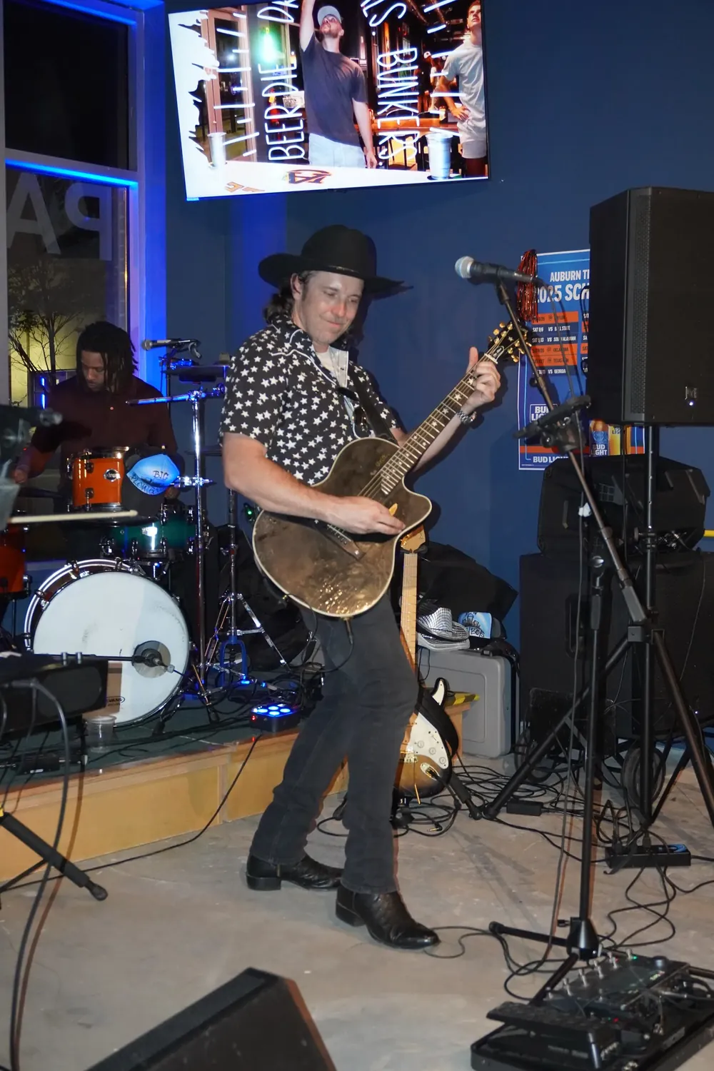 A band playing the stage at Bunkers